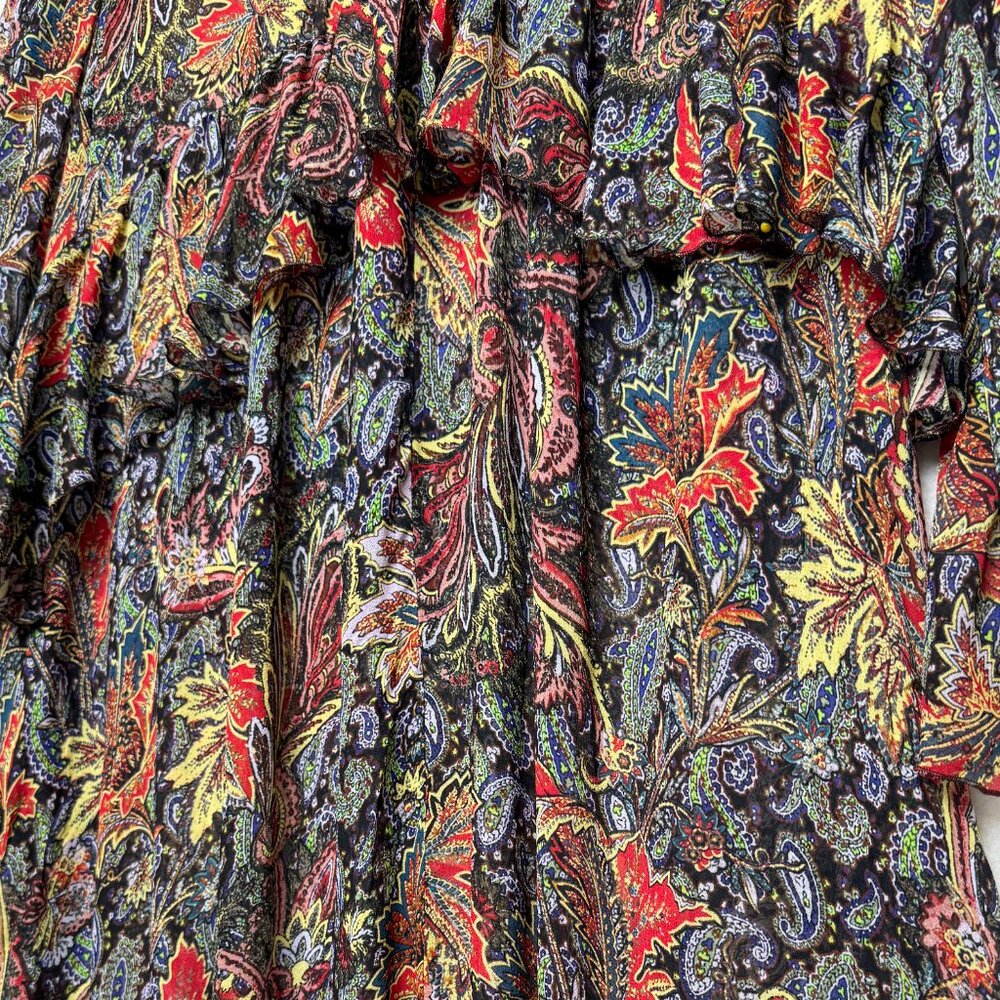 ZARA SHEER PAISLEY BOHO MIDI MAXI DRESS  ROMANTIC RARE FLOWER CHILD HIPPIECORE S - Picture 5 of 13